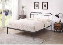 4ft6 Double Retro bed frame,black silver,metal,tube.Low foot end traditional industrial 1